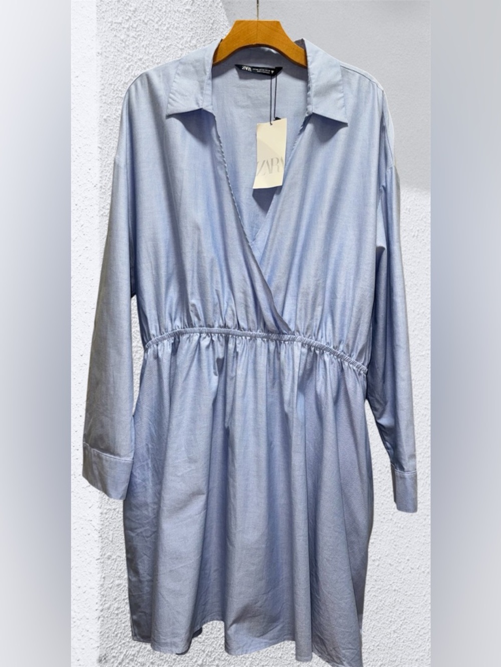 Zara Sky Blue Poplin Shirt Dress size XXL